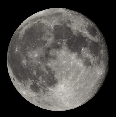 A full moon against a black sky